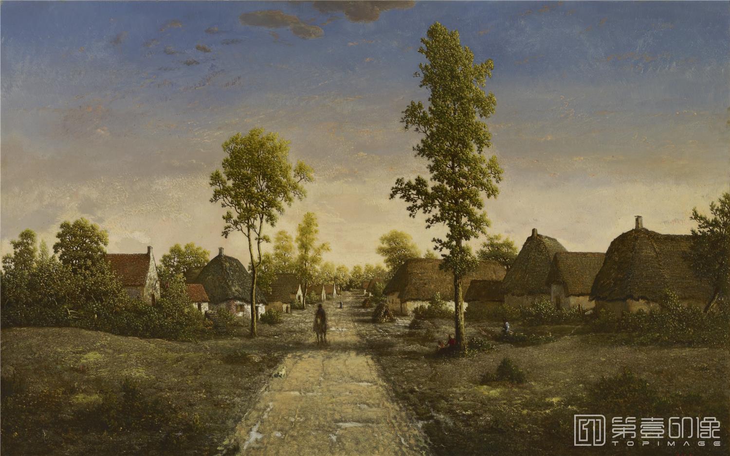 油画-美国弗里克美术馆藏画-Pierre-Étienne-Théodore Rousseau - The Village of Becquigny, c. 1857-170